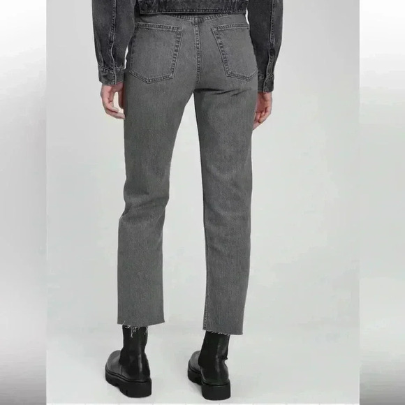 GAP Cheeky Straight High Rise Gray Button Fly Jeans 33 16 short fray raw hem - Picture 2 of 14
